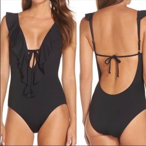 BECCA Socialite Ruffle One Piece Swimsuit Sz S